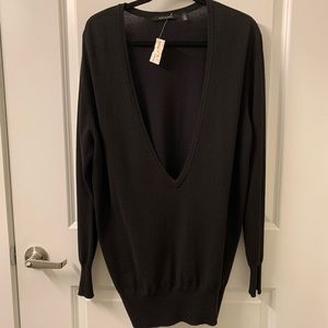 Eve August Black Deep-V Sweater NWT